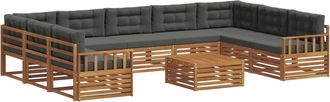 vidaXL Conjunto De Sof&aacute;s De Exterior 10 Uds. Natural Y Antracita Vidaxl