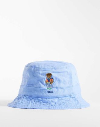 Polo Ralph Lauren Cappello da pescatore blu Austin con ricamo di orso-Nero
