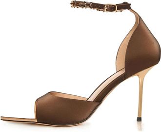 Cesare Gaspari Stiletto Hoge Hak Sandalen Malena - Dames - Sandalen met hakken - Bruin - 40 EU - Leer - Schoenen