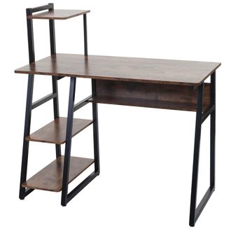 Hhg Nunca Usado] Escritorio Con Estante Hhg 792, Mesa Para Port&aacute;til Mesa De Oficina Escritorio De Trabajo, Certificado Mvg 100x50cm, Metal Mdf, Marr&oacute;n