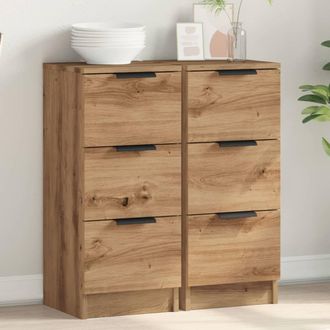 Berkfield Home Sideboards 2 pcs Artisan Oak 30x30x70 cm Engineered Wood in Brown | Size: 30 x 30 x 70 cm