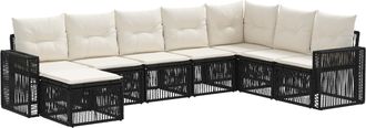 vidaXL Conjunto De Sof&aacute;s De Jard&iacute;n 8 Uds. Negro Y Blanco Crema Vidaxl