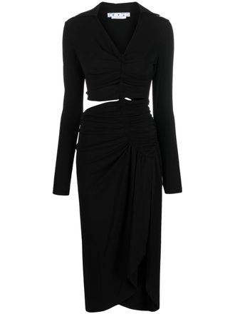Off-white cut-out draped dress - women - Viscose/Spandex/Elastane - 44 - Black