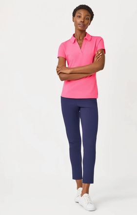 Lilly Pulitzer Luxletic Frida Scallop Polo Top In Cherry Blossom Pink