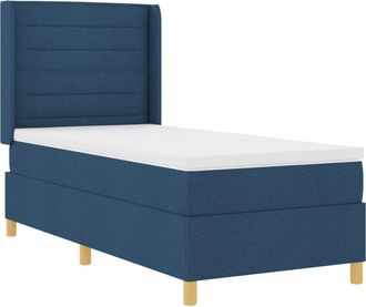 vidaXL vidaXL Box Spring Bed with Mattress Blue 100x200 cm Fabric