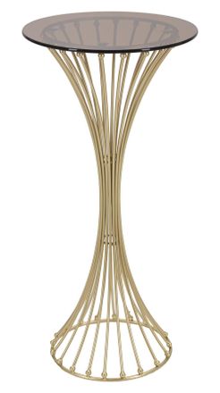 Mauro Ferretti Mesa auxiliar de metal dorado y cristal &oslash; 40x82 cm