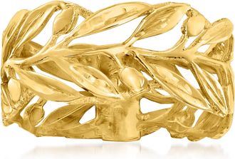 Ross-Simons Italian 14kt Yellow Gold Openwork Leaf Ring