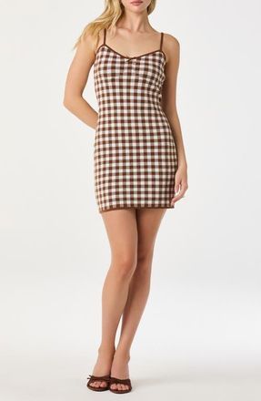 ASTR the Label Gingham Knit Minidress in Brown Gingham at Nordstrom, Size X-Small