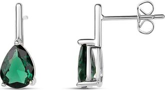 SHYMI Pear Stone Mini Drop Earrings in Green Silver at Nordstrom