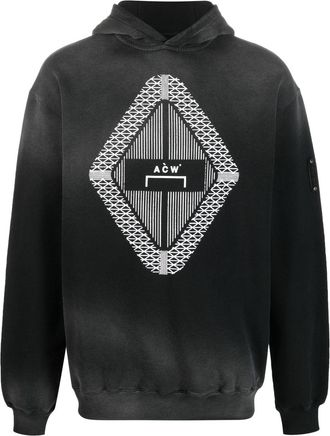 A-Cold-Wall* Gradient logo-print hoodie - men - Cotton - L - Black