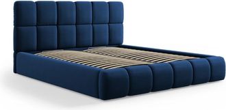 MICADONI Cama con cabecero y baúl 180x200cm de terciopelo azul regio