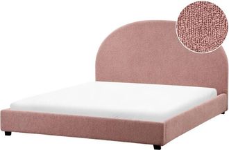 Beliani Minimalist Upholstered Bed eu King Size 5ft3 Boucle Pastel Pink Vaucluse
