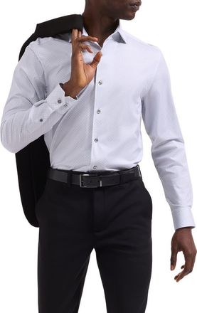 Bugatchi Devon OoohCotton Geo Print Button-Up Shirt in Platinum at Nordstrom, Size Xxx-Large