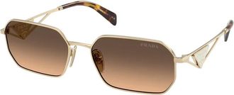 Prada Geometrische zonnebril met driehoekig logo - Dames - Zonnebrillen - Geel - 58 MM - Accessoires