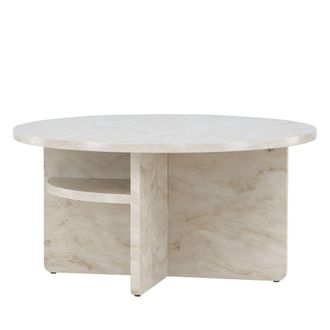 Meubles et Design Mesa baja redonda efecto m&aacute;rmol &oslash;85cm - Beige