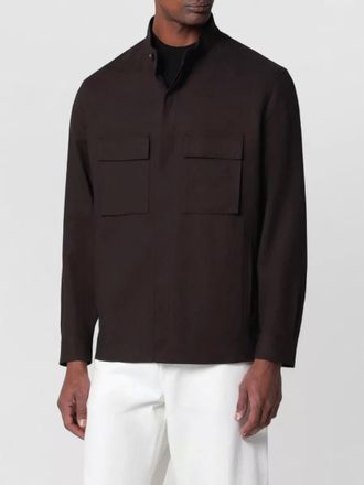 Ermenegildo Zegna long sleeve shirt mandarin collar chest pockets