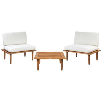 Beliani Beliani - Conjunto De Jard&iacute;n 2 Plazas De Madera De Acacia Certificada Con Cojines Color Blanco Crema Frascati