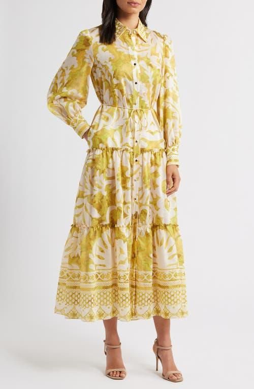Julia Jordan Mixed Print Long Sleeve Tiered Shirtdress in Yellow/Green at  Nordstrom, Size 6 from $119.25 - on Stylight