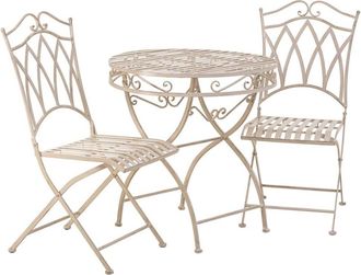 Wanderlust Deco Conjunto mesa y 2 sillas de forja blanco