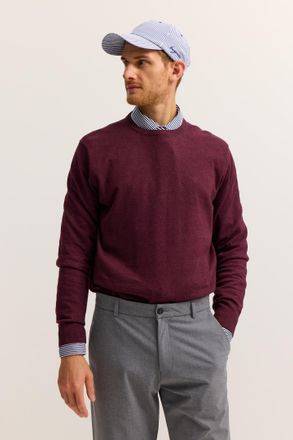 Bugatti Rundhalspullover BUGATTI Regular Fit, Herren, Gr. XXL, 790, brombeere, Strick, 100% Baumwolle, unifarben, regular fit, Rundhals, Rippb&uuml;ndchen, Pullove