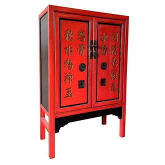 Wanderlust Deco Armario de madera rojo 100x40x150