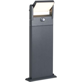 QAZQA Moderno L&aacute;mpara De Exterior De Poste Gris Oscuro Con Sensor De Movimiento 60cm Ip54 Solar - Judge Pl&aacute;stico /aluminio Rectangular Incluye Led Max. 1 X 