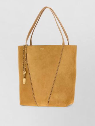 Chlo&eacute; suede spin tote bag chain detail