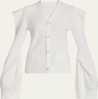 sacai Cold-Shoulder V-Neck Cardigan