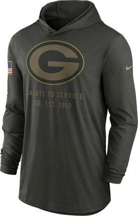 Nike Green Bay Packers Salute to Service Sideline Mens Nike Mens Dri-FIT NFL Long-Sleeve Hooded Top in Green | 02G93JGA2C-W8F