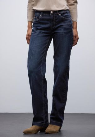 Street One Straight-Jeans STREET ONE, Damen, Gr. 30, L&auml;nge 32, deep indigo washed, Denim/Jeans, Obermaterial: 72% Baumwolle, 27% Polyester (REPREVE), 1% Elasthan