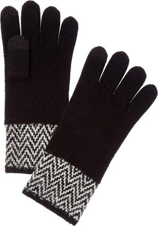 Amicale Cashmere Herringbone Cuff Cashmere Gloves