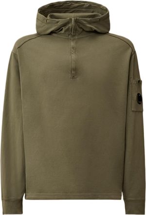 C.P. Company Half-Zip Fleece Sweater With Adjustable Hood And Iconic Lens Detail