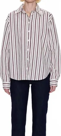 Pistola Denim Finlay Oversized Button Up Shirt In Claret Stripe