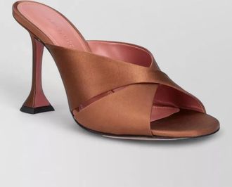 Amina Muaddi high heel mules open toe strappy satin