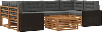 vidaXL Conjunto De Sof&aacute;s De Exterior 7 Uds. Natural Y Antracita Vidaxl