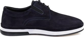 Desa Mens Leather Lace-Ups - Rubber Sole, Flat Heel, Breathable | Dark Blue - 40