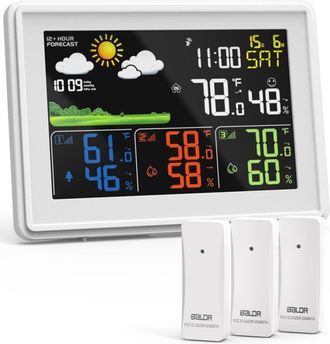 OEM Estaci&oacute;n Meteorol&oacute;gica Digital Con 3 Sensores Externos, Term&oacute;metro E Higr&oacute;metro De Humedad Con Pron&oacute;stico Del Tiempo, Estaci&oacute;n Meteorol&oacute;gica Dcf Con P