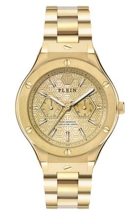 Philipp Plein Plein Underdog Green Dial Bracelet, 44mm in Gold1 at Nordstrom