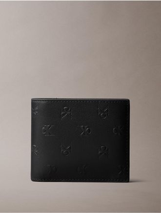 Calvin Klein Jeans Calvin Klein Mens Allover Monogram Logo Bifold Wallet with Coin Pouch - Black - OS