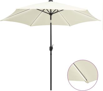 vidaXL Sombrilla De Jard&iacute;n Luces Led Palo Aluminio Blanco Arena 300 Cm Vidaxl