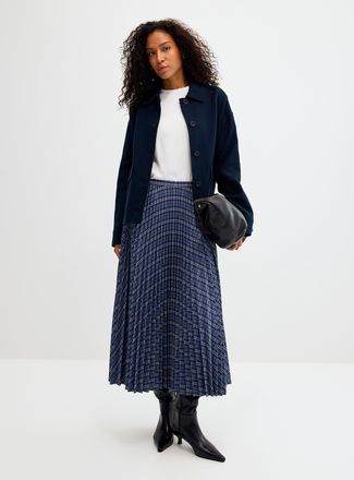 Contemporaine Womens Celestial checks pleated skirt