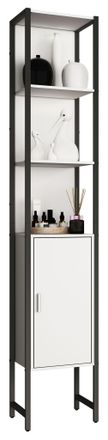 ebuy24 Gabinete De Ba&ntilde;o De Madera Vcm Muebles De Ba&ntilde;o Metal Estilo Industrial Estante De Ba&ntilde;o De Soporte Gabinete Alto Dimensiones Aprox. Al. 185 X An. 33 X 