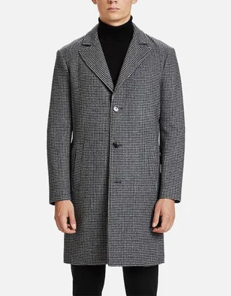 Tom Tailor Mens TOM TAILOR Mens Trench Coat Wool Formal Top Classic Winter Outwear Warm Overcoat - Black - Size: 44/Regular