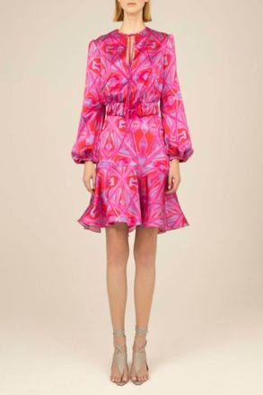 Silvia Tcherassi Fiorenza Mini Dress In Magenta Kaleidoscope