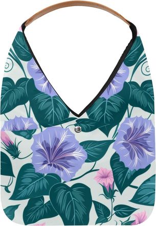 Generic Morning Glory Blossoms Pattern Reusable Lightweight Grocery Bags - Foldable Into Compact Pouch, Washable & Sturdy, Multipurpose for Shopping and Trave