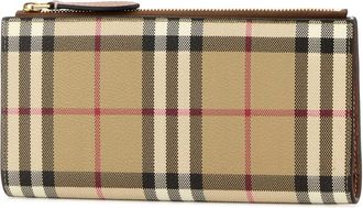 Burberry Womens Bifold Wallet Brown Polyurethane Polyester Cotton