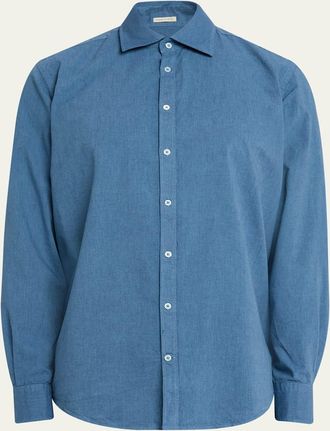 Massimo Alba Mens Genova Chambray Watercolor Shirt