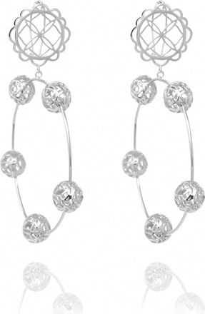 Georgina Jewelry Womens Flower Sphere Hoops Earring In Silver