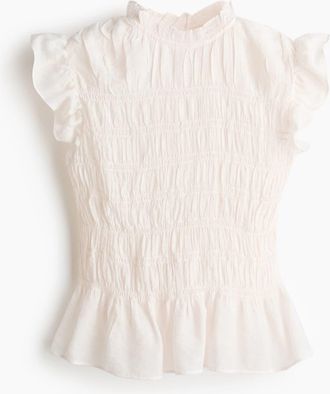 H&M Smocked Peplum Top in White at Nordstrom, Size Xx-Large