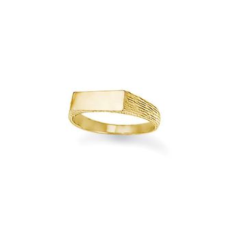 Jewelco London 9ct Gold Engravable Barked Initial Blank Plate Signet Ring | Size: Medium